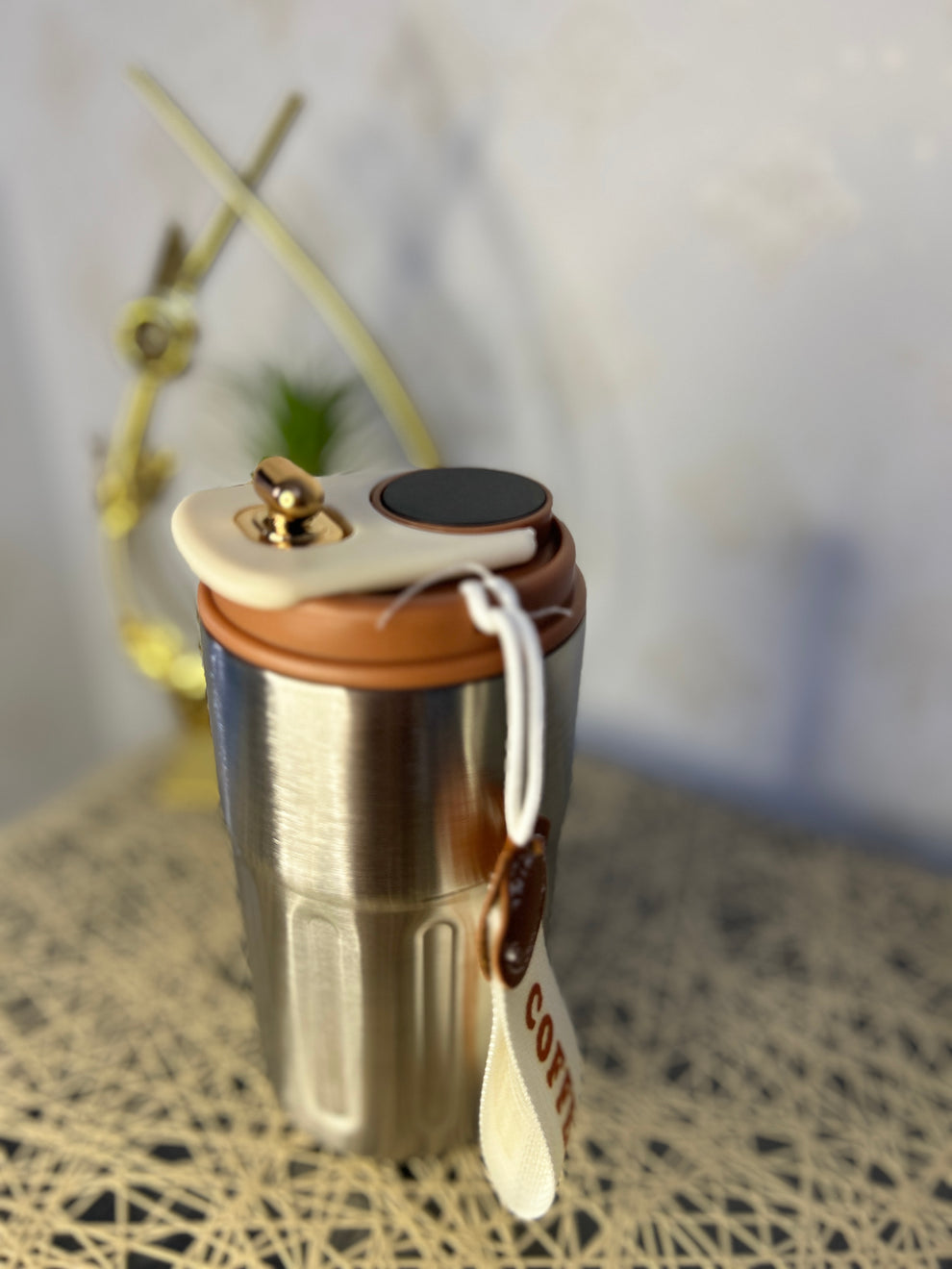 450ml intelligent display coffee thermos, portable stainless steel ins