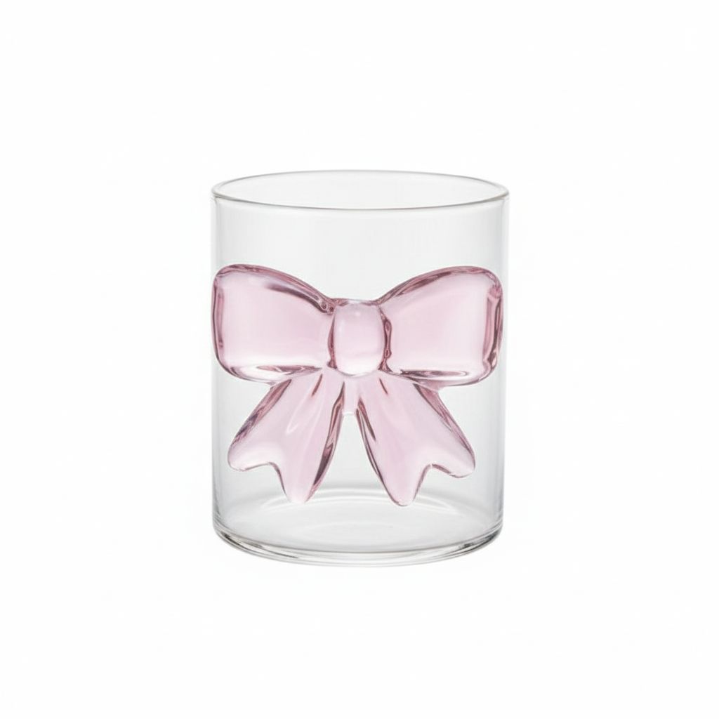 Glass Cup With 3D Bow Style 300ml