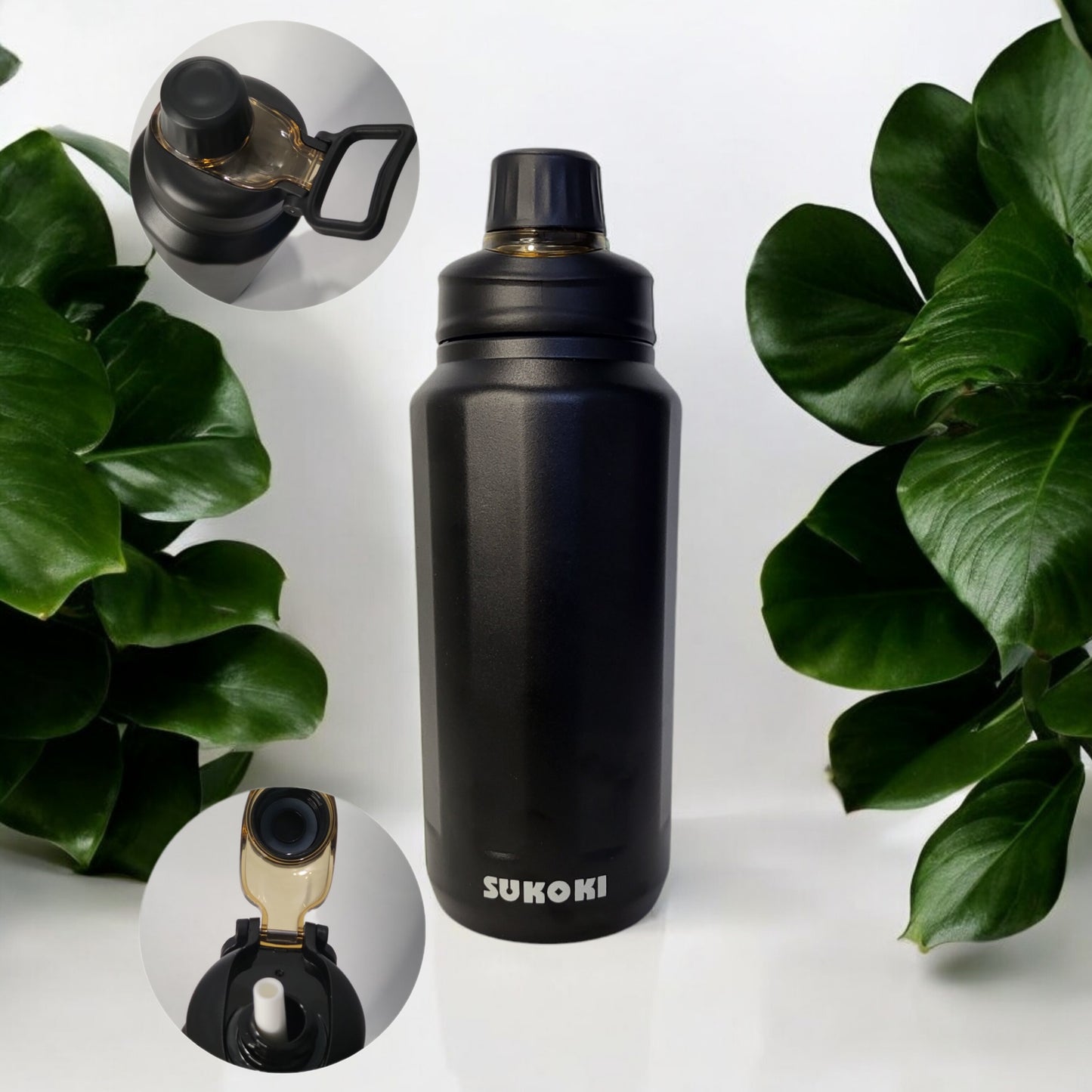 SUKOKI 800ml and 1000ml Stainless Steel Thermos Flask Tumbler - Insulated Vacuum Water Bottle for Hot and Cold Drinks, Portable Design.