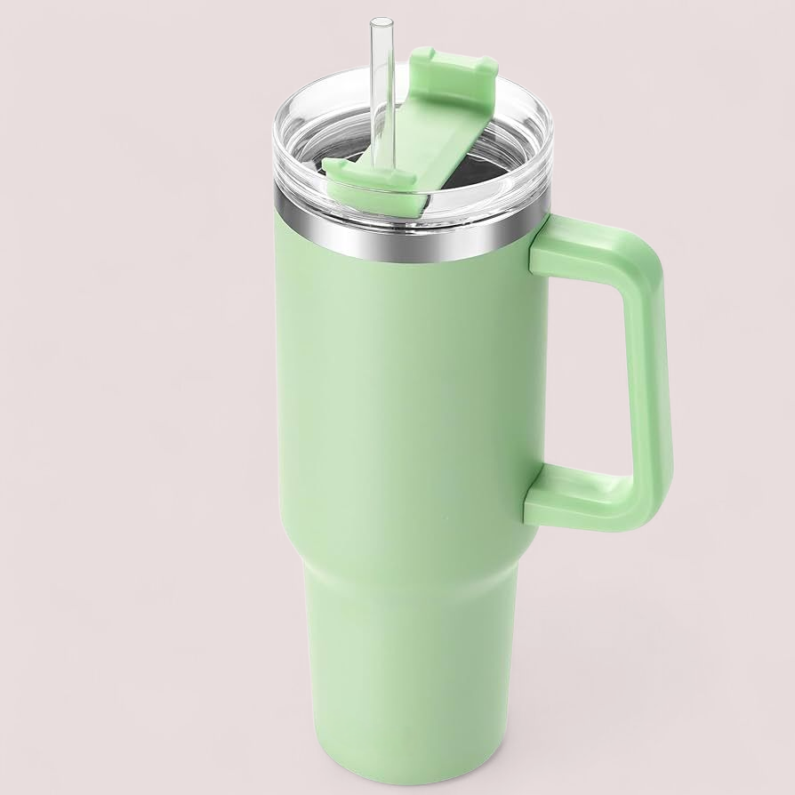 Stanley Dupe Tumbler| 40 oz | plastic straw.