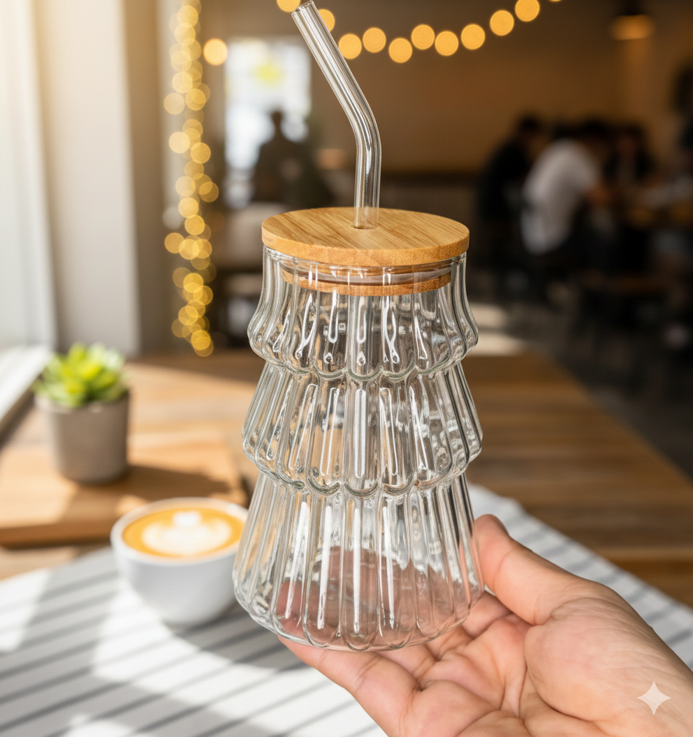 Curved shaped glass sipper 500ml