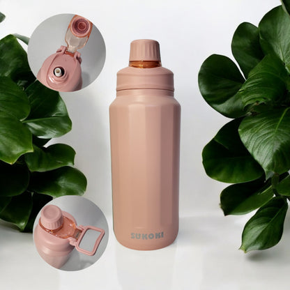 SUKOKI 800ml and 1000ml Stainless Steel Thermos Flask Tumbler - Insulated Vacuum Water Bottle for Hot and Cold Drinks, Portable Design.