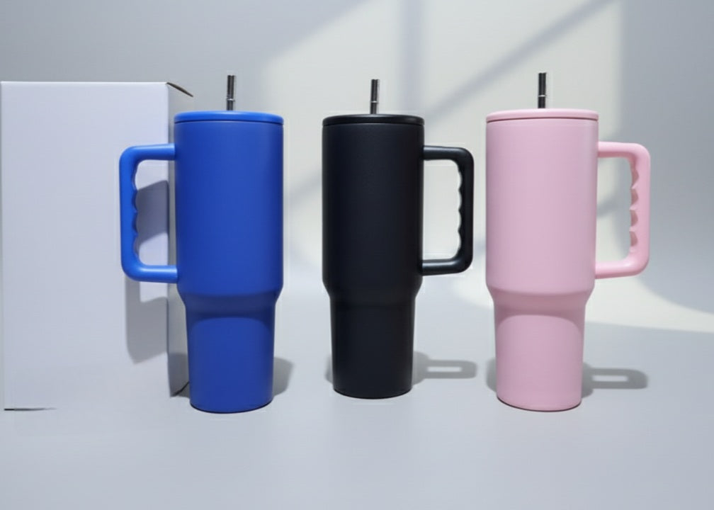 40oz stainless steel vacuum tumbler| steel straw.